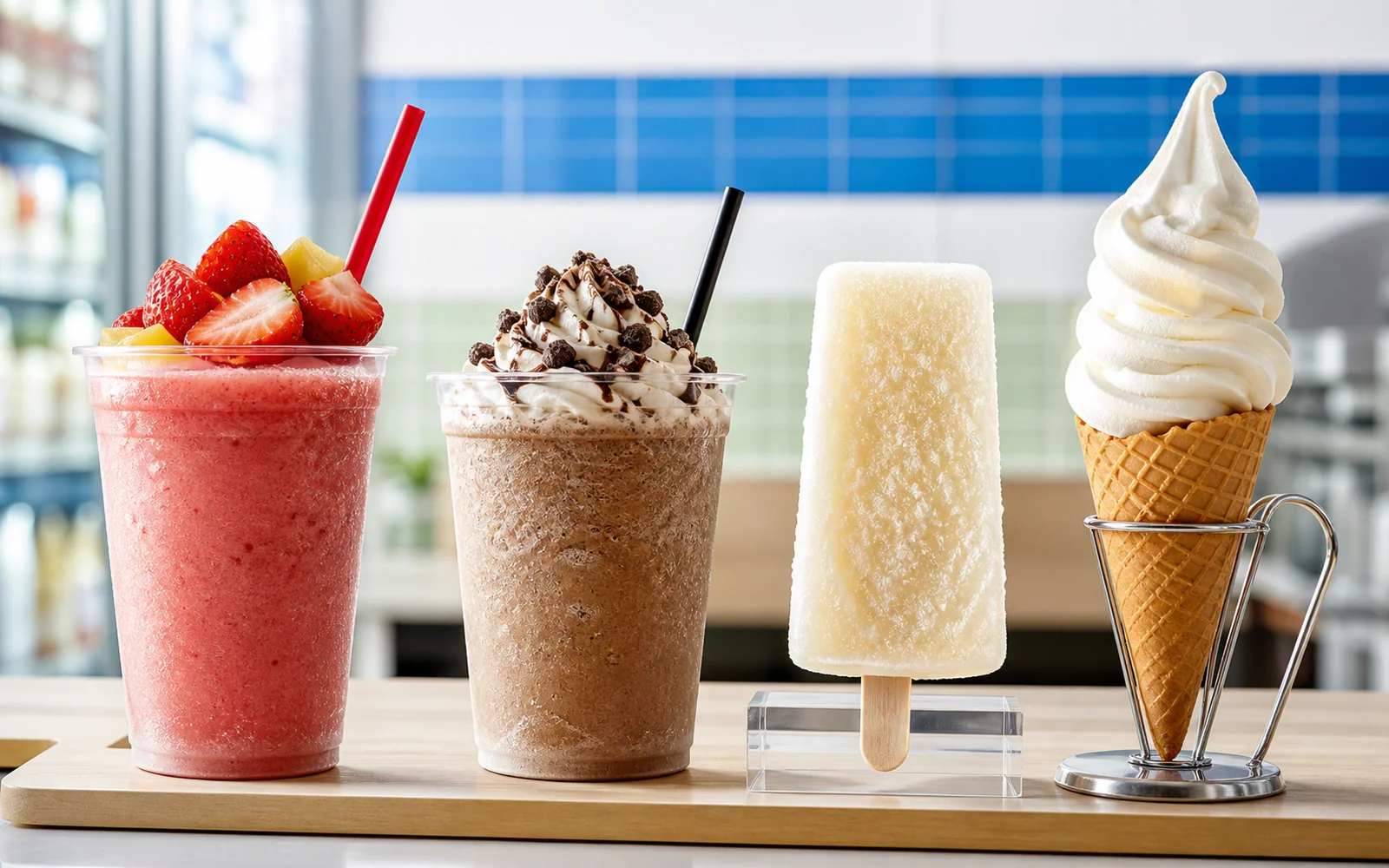 果昔、Frappe、冰棒與霜淇淋四種日本超商冰品並列比較